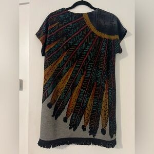 Aoyama Itchome brand Colorful Patterned Dress with Fringe size S/M (A103)
